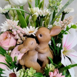 Táncoló nyuszik tavaszi asztaldísz  - ünnepi díszek, dekorációk - húsvéti díszek és dekorációk - húsvéti asztaldíszek - Meska.hu