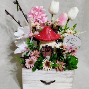 Gombaházikós tavaszi asztaldísz  - otthon & életmód - dekoráció - asztal és polc dekoráció - asztaldísz - Meska.hu