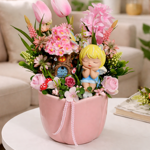 Álmodozó tündérkés tavaszi asztaldísz , Otthon & Életmód, Dekoráció, Asztal és polc dekoráció, Asztaldísz, Mindenmás, Virágkötés, MESKA