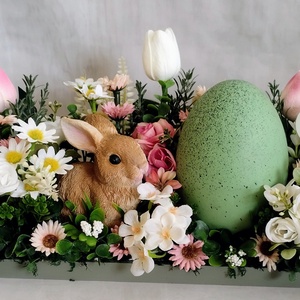 Helló Tavasz- Nyuszis asztaldísz - ünnepi díszek, dekorációk - húsvéti díszek és dekorációk - húsvéti asztaldíszek - Meska.hu