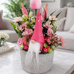 Rózsaszín manós tavaszi asztaldísz  - Meska.hu