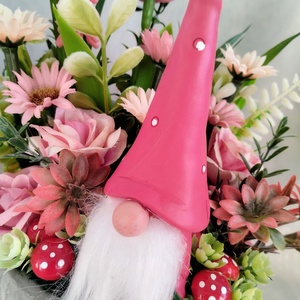 Rózsaszín manós tavaszi asztaldísz  - otthon & életmód - dekoráció - asztal és polc dekoráció - asztaldísz - Meska.hu