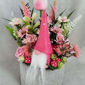 Rózsaszín manós tavaszi asztaldísz  - otthon & életmód - dekoráció - asztal és polc dekoráció - asztaldísz - Meska.hu