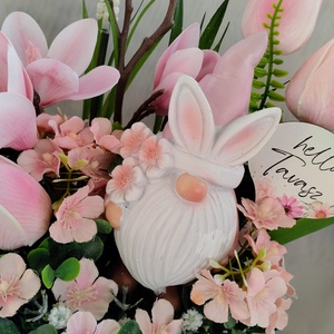 Nyuszi manós tavaszi asztaldísz  - ünnepi díszek, dekorációk - húsvéti díszek és dekorációk - húsvéti asztaldíszek - Meska.hu