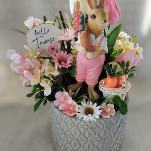 Kertész nyuszis tavaszi asztaldísz  - ünnepi díszek, dekorációk - húsvéti díszek és dekorációk - húsvéti asztaldíszek - Meska.hu