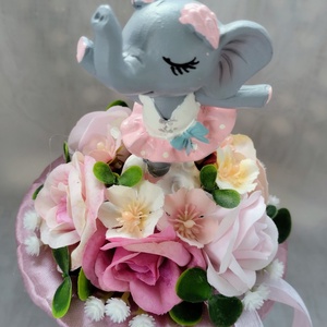 Ovis ballagási csokor elefántos balerinával  - otthon & életmód - virágdekoráció - virágok - virágcsokor - Meska.hu