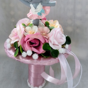 Ovis ballagási csokor elefántos balerinával  - otthon & életmód - virágdekoráció - virágok - virágcsokor - Meska.hu