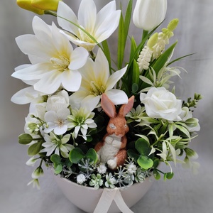 Magnóliás alvó nyuszis asztaldísz  - ünnepi díszek, dekorációk - húsvéti díszek és dekorációk - húsvéti asztaldíszek - Meska.hu