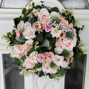 Pasztell virágos ajtódísz  - Meska.hu