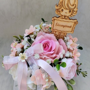 Pasztell virágos asztaldísz  - otthon & életmód - dekoráció - asztal és polc dekoráció - asztaldísz - Meska.hu