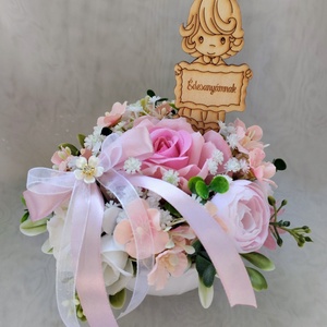 Pasztell virágos asztaldísz  - otthon & életmód - dekoráció - asztal és polc dekoráció - asztaldísz - Meska.hu