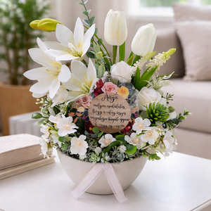 Fehér magnólia álom asztaldísz  - Meska.hu