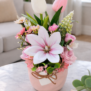 Rózsaszín kiskert asztaldísz  - Meska.hu