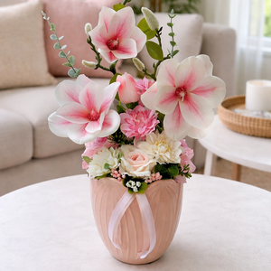 Rózsaszín magnólia álom asztaldísz , Otthon & Életmód, Virágdekoráció, Virágdíszek, Asztali virágdísz, Mindenmás, Virágkötés, MESKA