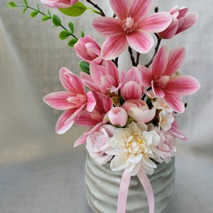 Pink magnóliás asztaldísz  - otthon & életmód - dekoráció - asztal és polc dekoráció - asztaldísz - Meska.hu