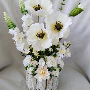 Fehér pipacsos asztaldísz  - otthon & életmód - dekoráció - asztal és polc dekoráció - asztaldísz - Meska.hu