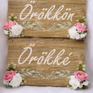 Örökkön Örökké fa tábla szett, Esküvő, Dekoráció, Esküvői feliratok, Mindenmás, Virágkötés, MESKA