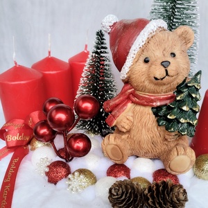 Mackó karácsonya adventi koszorú  - karácsony - adventi díszek - adventi koszorú - Meska.hu