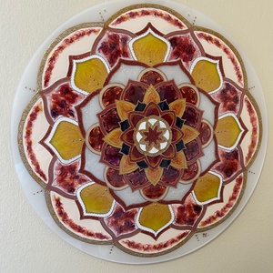 40 cm üvegfestett mandala, Otthon & Életmód, Dekoráció, Spiritualitás, Mandala, Festészet, Üvegművészet, MESKA
