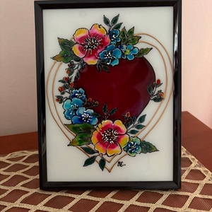 Üvegfestett keretes kép, Otthon & Életmód, Dekoráció, Dísztárgy, Üvegművészet, Festészet, MESKA