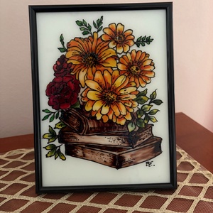 Üvegfestett keretes kép, Művészet, Festmény, Üvegfestmény, Festészet, Üvegművészet, MESKA