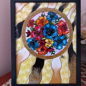 Üvegfestett keretes kép, Művészet, Festmény, Üvegfestmény, , MESKA