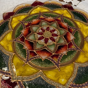 Aranyló egyensúly mandala, Otthon & Életmód, Dekoráció, Spiritualitás, Mandala, Festészet, Üvegművészet, MESKA
