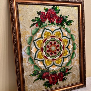 Aranyrózsa mandala elegáns keretes falikép - otthon & életmód - dekoráció - spiritualitás - mandala - Meska.hu
