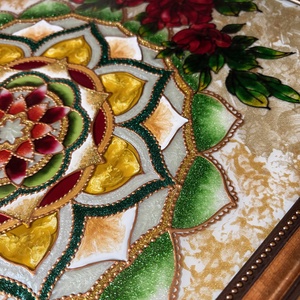 Aranyrózsa mandala elegáns keretes falikép - otthon & életmód - dekoráció - spiritualitás - mandala - Meska.hu