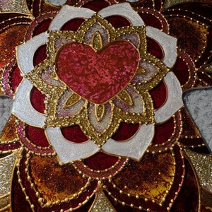 Bordó-arany szívangyal üvegfestett mandala angyalka - otthon & életmód - dekoráció - spiritualitás - mandala - Meska.hu