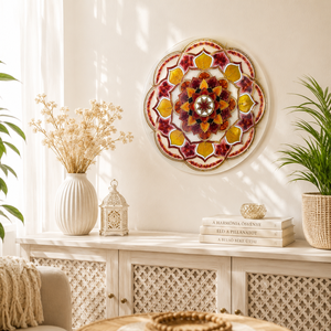 Arany Hajnal Mandala 40 cm üvegfestett mandala - otthon & életmód - dekoráció - spiritualitás - mandala - Meska.hu