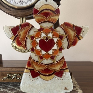 A Szív Fénye � Üvegfestett angyalkás mandala - otthon & életmód - dekoráció - spiritualitás - mandala - Meska.hu