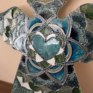 A Természet Ereje � Üvegfestett angyalkás mandala - otthon & életmód - dekoráció - spiritualitás - mandala - Meska.hu