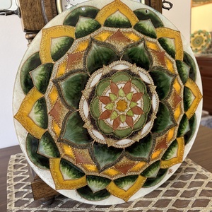 Aranyló Erdő Harmóniája � kézzel készült üvegfestett mandala (30 cm) - otthon & életmód - dekoráció - spiritualitás - mandala - Meska.hu