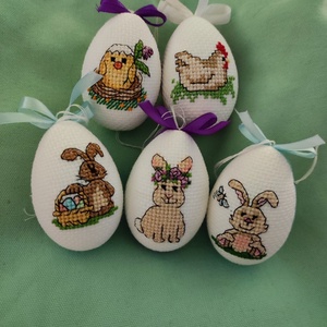 Keresztszemes húsvéti tojás - állatos - művészet - textilkép - keresztszemes - Meska.hu