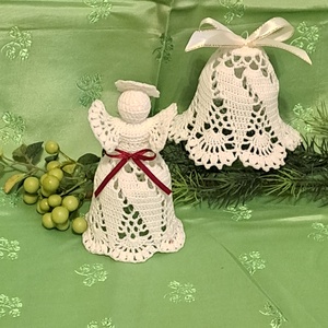 Horgolt karácsonyi szett angyal és harang  -  - Meska.hu