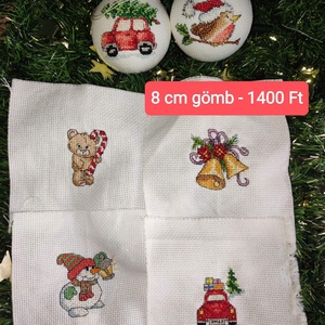 Keresztszemes karácsonyi gömb díszek - karácsony - mikulás - mikulás beltéri dekoráció - Meska.hu