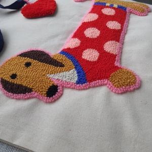 Tacskó mint�s V�szont�ska - Punch needle technik�val kézzel hímzett - táska & tok - bevásárlás & shopper táska - shopper, textiltáska, szatyor - Meska.hu