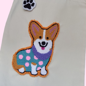 Corgi mint�s V�szont�ska - Punch needle technik�val kézi hímzéssel - táska & tok - bevásárlás & shopper táska - shopper, textiltáska, szatyor - Meska.hu