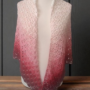 Csipke mintás, színátmenetes vállkendő, fehér-bordó átmenettel. - ruha & divat - sál, sapka, kendő - kendő - Meska.hu