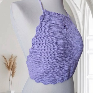 EDO Candy � kézzel horgolt színes crop top, fiatalos nyári felső, levendula színben - ruha & divat - női ruha - top - Meska.hu