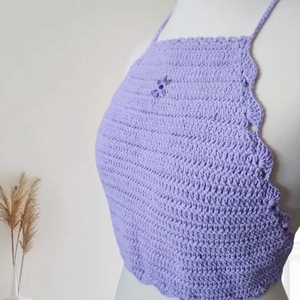 EDO Candy � kézzel horgolt színes crop top, fiatalos nyári felső, levendula színben - ruha & divat - női ruha - top - Meska.hu