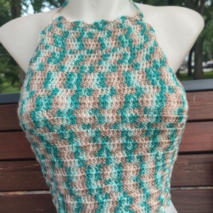 EDO Candy � kézzel horgolt színes crop top, fiatalos nyári felső 100% pamut - ruha & divat - női ruha - top - Meska.hu