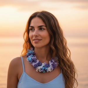 EDO Breeze � dekoratív, kézzel horgolt tavaszi körkendő, könnyű nyakmelegítő, tavaszi égbolt-sál, Ruha & Divat, Sál, Sapka, Kendő, Kendő, Horgolás, MESKA