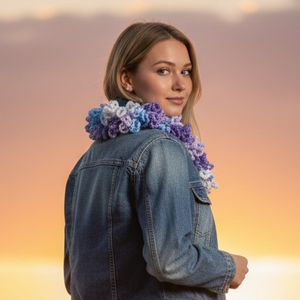 EDO Breeze � dekoratív, kézzel horgolt tavaszi körkendő, könnyű nyakmelegítő, tavaszi égbolt-sál - ruha & divat - sál, sapka, kendő - kendő - Meska.hu