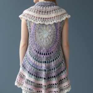 EDO � Harmony Mandala horgolt körmellény, romantikus, látványos színátmenetes boho női mellény - Meska.hu