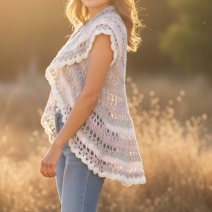 EDO � Harmony Mandala horgolt körmellény, romantikus, látványos színátmenetes boho női mellény - ruha & divat - női ruha - mellény - Meska.hu