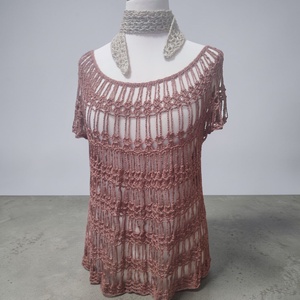 EDO � Silky Breeze, krémbarna horgolt felső - ruha & divat - női ruha - blúz - Meska.hu