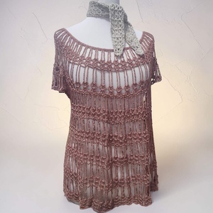 EDO � Silky Breeze, krémbarna horgolt felső - ruha & divat - női ruha - blúz - Meska.hu