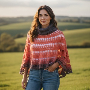 EDO-aszimmetrikus mandala poncsó - ruha & divat - női ruha - poncsó - Meska.hu